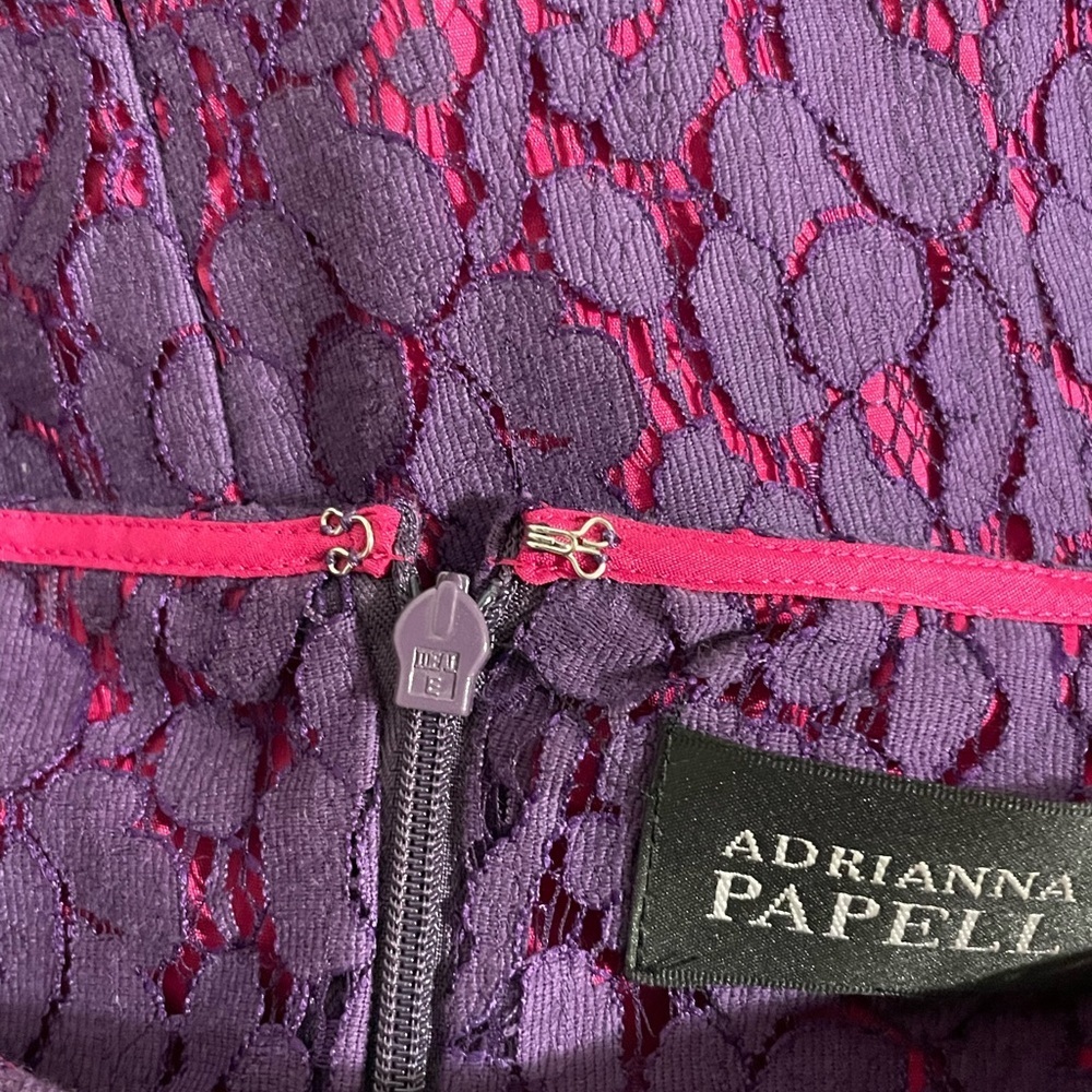 Adrianna Papell Elegant Purple Lace Dress Size 6 - Picture 6 of 11